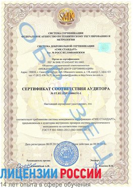 Образец сертификата соответствия аудитора №ST.RU.EXP.00006191-1 Йошкар-Ола Сертификат ISO 50001